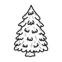 Spruce on white background. Vector doodle illustration. Christmas tree.