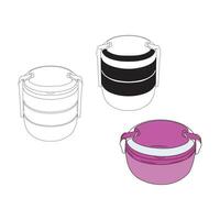 indian tiffin or lunch box vector illustration. mumbai dabba.Tiffin Service logo, Indian Tiffin Service poster, Tiffin box sketch drawing, Line art vector illustration of Tiffin Service