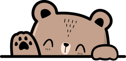 Urso de pelúcia Urso esgueirar-se acenando mão desenho animado ilustração png