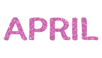 Pink glitter APRIL Letters Icon. April sign. Design for decorating, background, wallpaper, illustration. png