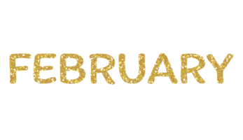 Golden glitter FEBRUARY Letters Icon. February sign. Design for decorating, background, wallpaper, illustration. png