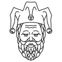 Socrates Wearing Jester hat Sleepy Eyes Mono Line Art vector