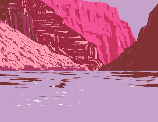 Canyon National Park Vector Art - Colorado River Within Grand Canyon National Park Arizona Wpa Poster Art Vector