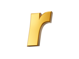 dourado alfabeto r 3d dourado pequeno cartas 3d ilustração png
