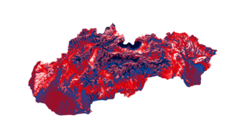 Eslovaquia mapa con el bandera colores rojo y amarillo sombreado alivio mapa 3d ilustración png