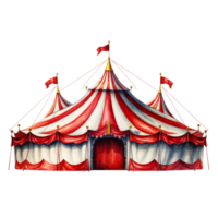 Red and white circus tent Ai Generative png