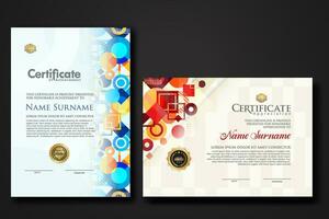 modern certificate template with dynamic color on geometric shape ornament vector