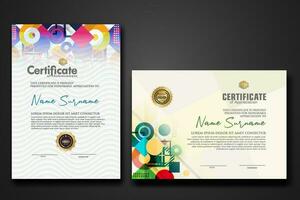 moderno certificado modelo con dinámica color en geométrico forma ornamento vector