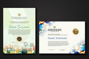 modern certificate template with dynamic color on geometric shape ornament vector