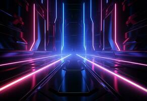 Ai Generative Neon illuminated futuristic backdrop realistic image, ultra hd, high design very detailed photo