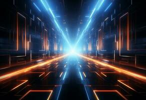 Ai Generative Neon illuminated futuristic backdrop realistic image, ultra hd, high design very detailed photo