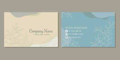 negocio tarjeta diseño modelo para corporativo identidad. sencillo elegante tarjeta con mano dibujado floral elementos. profesional negocio tarjeta plantilla, visitando tarjeta, negocio tarjeta modelo. vector