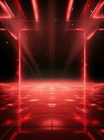 Ai generative Backdrop With Illumination Of Red Spotlights For Flyers realistic image ultra hd high design photo