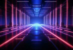 Ai Generative Neon illuminated futuristic backdrop realistic image, ultra hd, high design very detailed photo