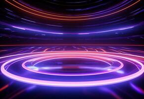 Ai Generative Neon illuminated futuristic backdrop realistic image, ultra hd, high design very detailed photo