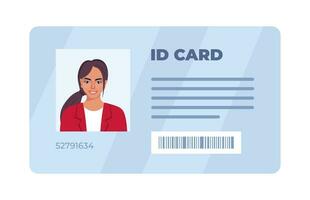 ID card. Personal info data. Identification document with person photo. User or profile card. Driver's license. Flat style. Vector illustration.