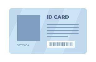 ID card. Personal info data. Identification document with person photo. User or profile card. Driver's license. Flat style. Vector illustration.