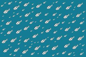 a pattern of fish on a blue background vector