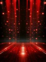 Ai generative Backdrop With Illumination Of Red Spotlights For Flyers realistic image ultra hd high design photo