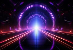 Ai Generative Neon illuminated futuristic backdrop realistic image, ultra hd, high design very detailed photo