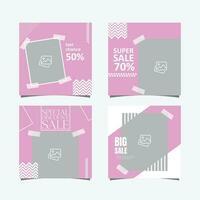 set editable minimal square banner template vector