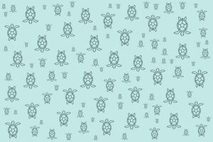 a pattern of black and white turtles on a blue background vector