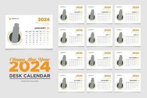 2024 new year clean desk calendar template vector