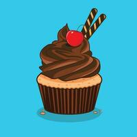 Illustration vector graphic of cupcake chocolate