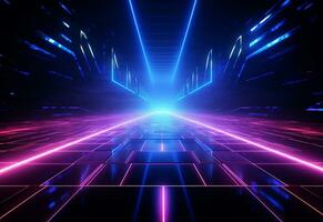 Ai Generative Neon illuminated futuristic backdrop realistic image, ultra hd, high design very detailed photo