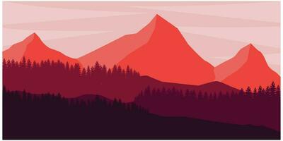 Mountains and forest. Wild nature landscape. Travel and adventure.Panorama. vector