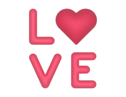 3d Liebe Wort Botschaft und Rosa Herz auf ein transparent Hintergrund png