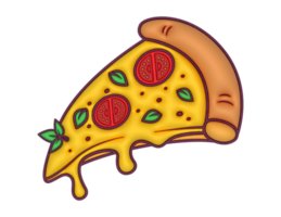 3d flying slice pizza cartoon on a transparent background png
