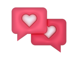 3D Romantic Chat And Hearts on a transparent background png