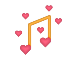 3D Romantic Music And Note on a transparent background png