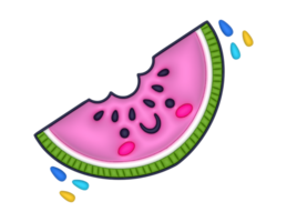 3d Funny watermelon on a transparent background png