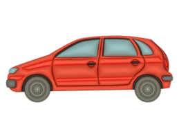 3d pequeno vermelho carro em uma transparente fundo png