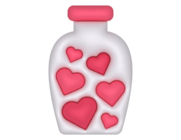 3D Jar And Hearts Collection on a transparent background png