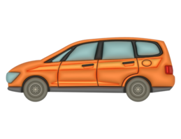 3d orange colour car on a transparent background png
