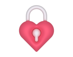 3d rosado corazón bloquear o candado en un transparente antecedentes png