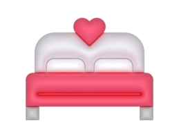 Honeymoon Bed And Pink Heart on a transparent background png