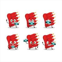 Photographer profession emoticon with beef ribs cartoon character vector