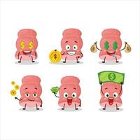 Boiled sausage cartoon character with cute emoticon bring money vector