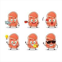 Smoke pork cartoon character with various types of business emoticons vector