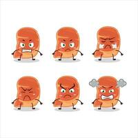 Steak cartoon character with various angry expressions vector