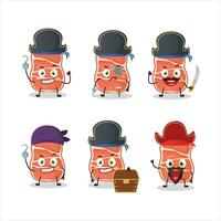 dibujos animados personaje de fumar Cerdo con varios piratas emoticones vector