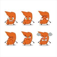 Chicken wings cartoon character with various angry expressions vector