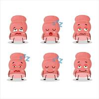 Cartoon character of boiled sausage with sleepy expression vector