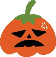 Halloween orange pumkin with face icon on transparent background vector