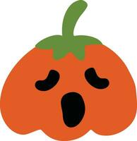 Halloween isolated icon. Pumpkin with a surprised expression on transparent background. Vector illustration.