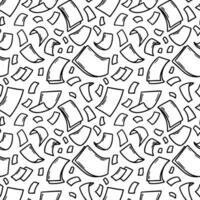 Flying paper sheets seamless pattern in doodle style. Hand drawn blank document pages. Falling files of documents. Office business vector illustration